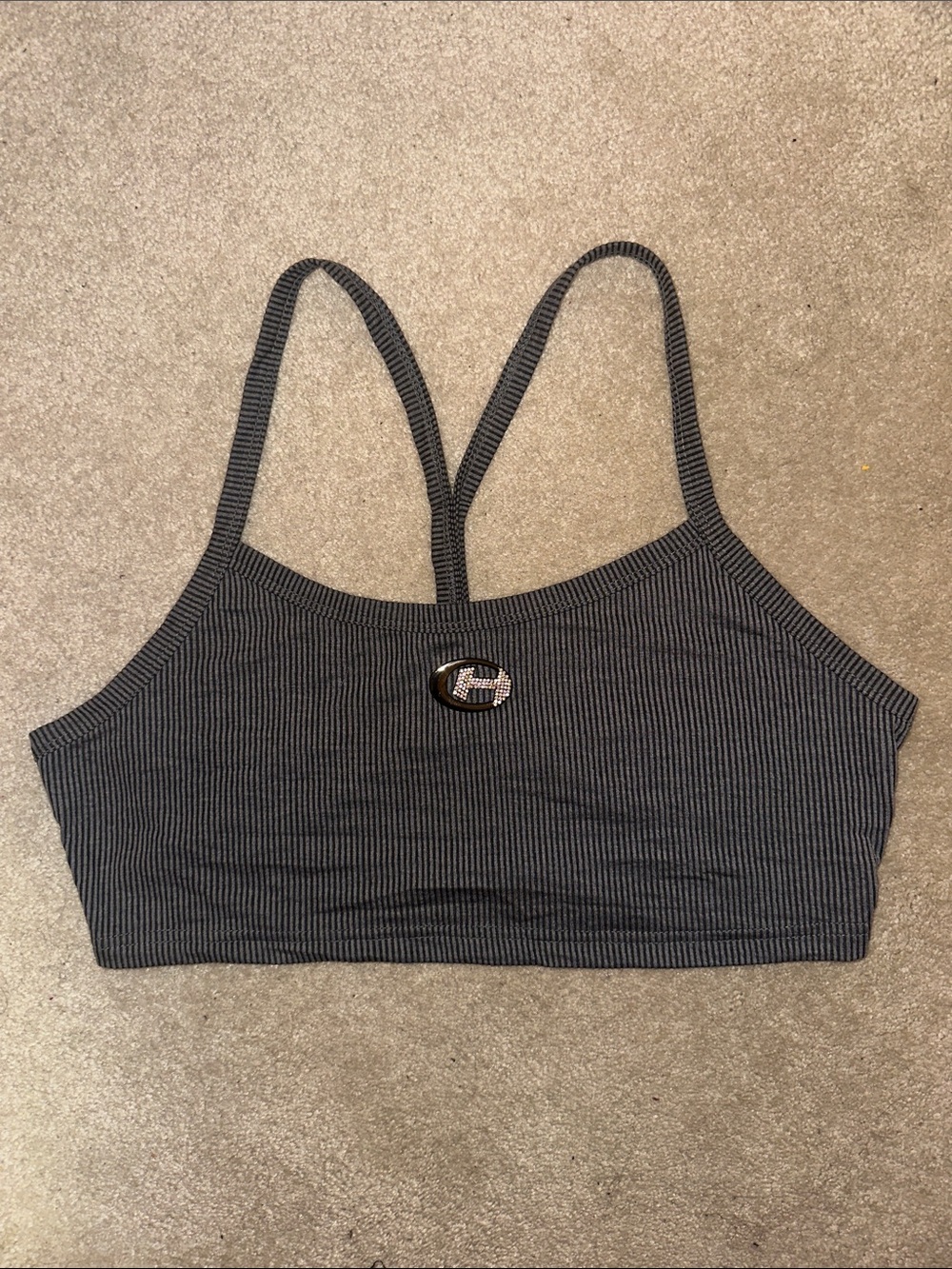 *NWOT* Shein racerback emblem ribbed crop tank top